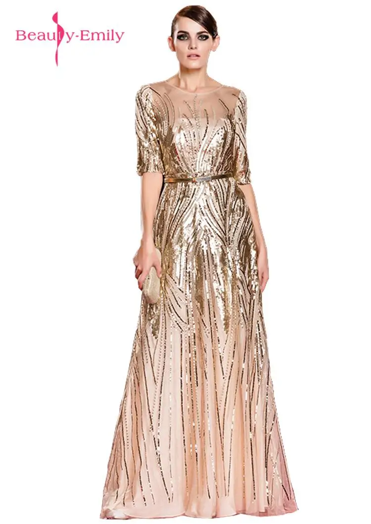 Beauty-Emily Lovertjes A-lijn Lange Floor-Lengte Zwarte Moeder van de Bridal Jurken 2018 vestido de noite Bruiloft party Jurken Beauty-Emily Lovertjes A-lijn Lange Floor-Lengte Zwarte Moeder van de Bridal Jurken 2018 vestido de noite Bruiloft party Jurken