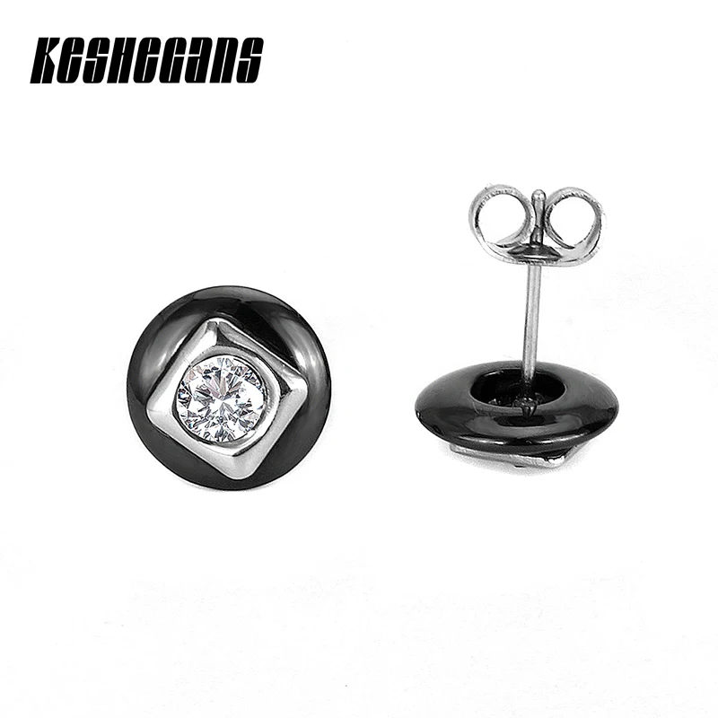 В готическом стиле с круглым носком в ретро стиле с украшением в виде кристаллов женские серьги модные украшения Керамика черный, белый цвет Нержавеющая сталь серьги цирконовые классические ювелирные изделия