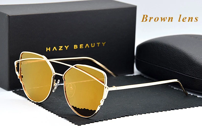 Brown lens Новые высококачественные Винтажные Солнцезащитные очки для женщин с большой оправой, Модные поляризованные солнцезащитные очки для женщин, солнцезащитные очки для пилота, UV400, металлические очки - Цвет линз: Brown lens