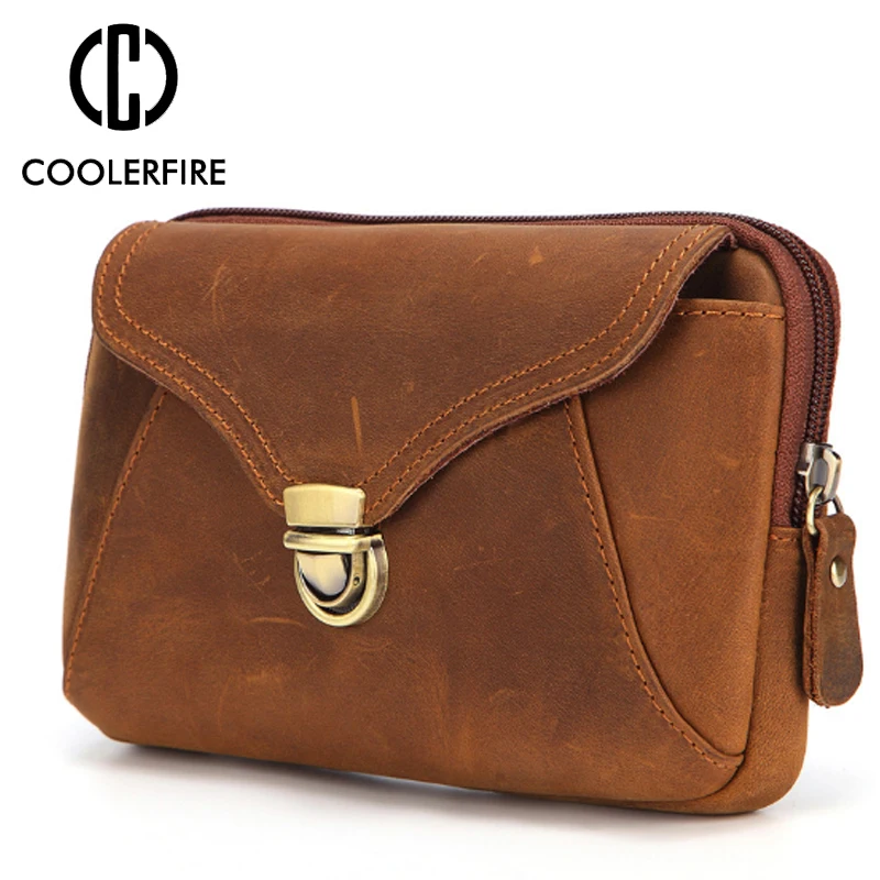 

Fashion Men Business Casual Long Wallets Genuine Leather Wallet For Men High Quality Clutch Bag Large Capacity Waist Pack PJ058