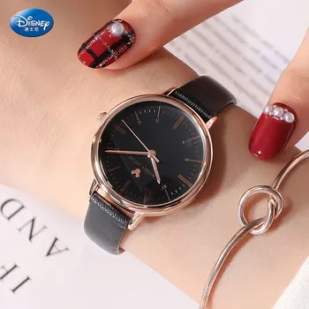 

DISNEY Top Brand Watches Women Classic Mickey Quartz Watch For Women Dress Ladies Leather Wristwatches Relogio Feminino Clock