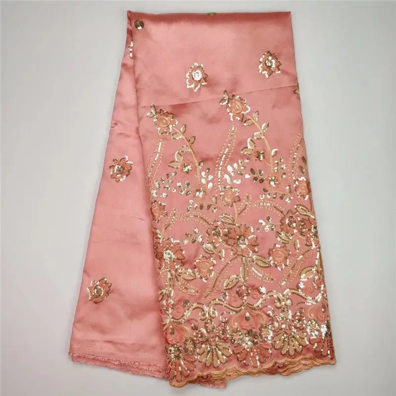 African George Lace Fabric 2018 New style Nigeria Rose Red Sequin Embroidered For Nigerian Wedding Dr | Дом и сад