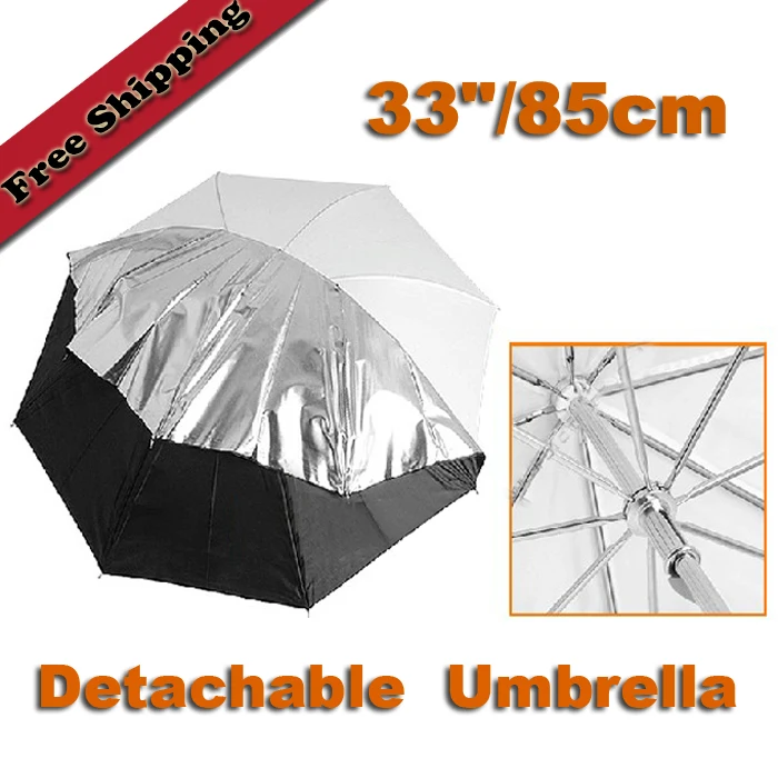33"85cm Black/Silver and White Reflective Umbrella Soft Umbrella Double