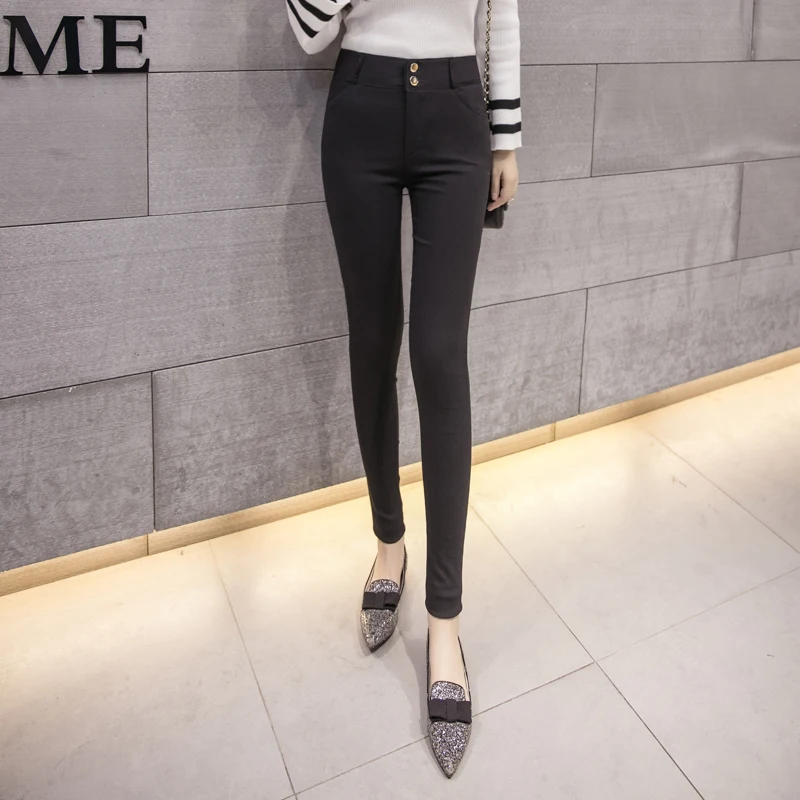 Hot Black Trousers For Women Elastic Skinny Female