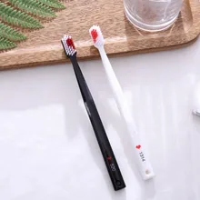 2 шт./компл. для влюбленных на окружающую среду с бамбуковым древесным углем Зубная щётка для гигиены полости рта с низким содержанием углерода средней зубные щетки с мягкой щетиной для жениха любовь Зубная щётка