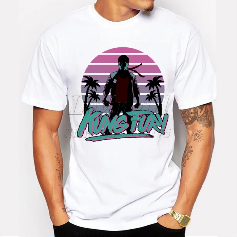 

New arrivals men's fashion kung fury t-shirt miami cop tee shirts Hipster short sleeve O-neck casual male tops