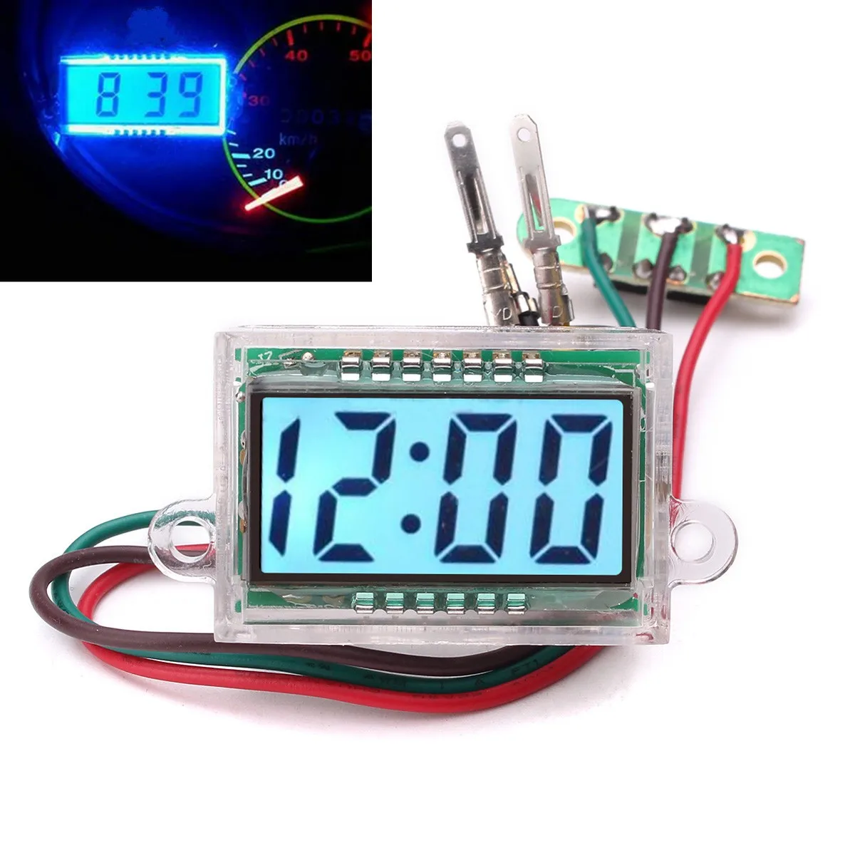 

DC 12V Waterproof Digital Automatic Clock LCD Dashboard For Motorcycle Motor High Quality