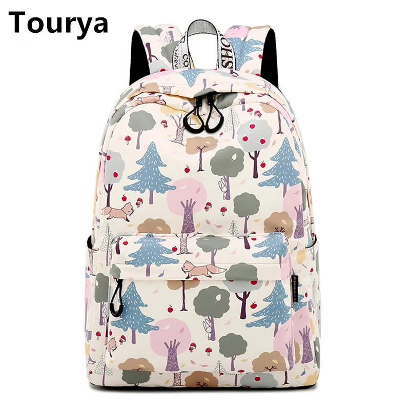 

Tourya Women Backpack School Bags Lovely Cute Fox Printing Backpack For Teenager Girls Rucksacks Large Capacity Travel Mochila