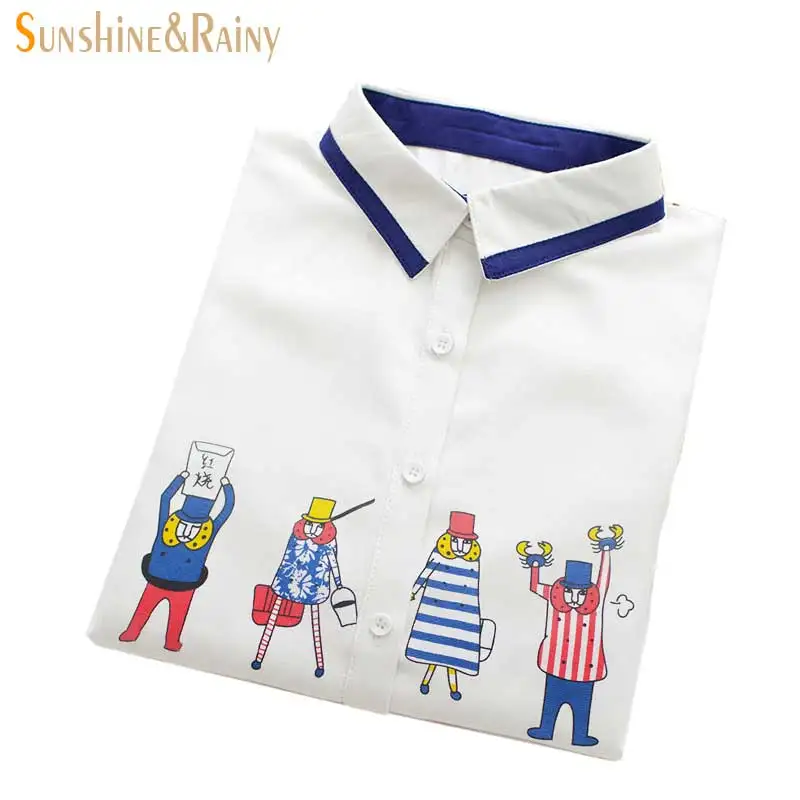 2016 brand Spring Autumn Women office Blouse With Embroidery Long