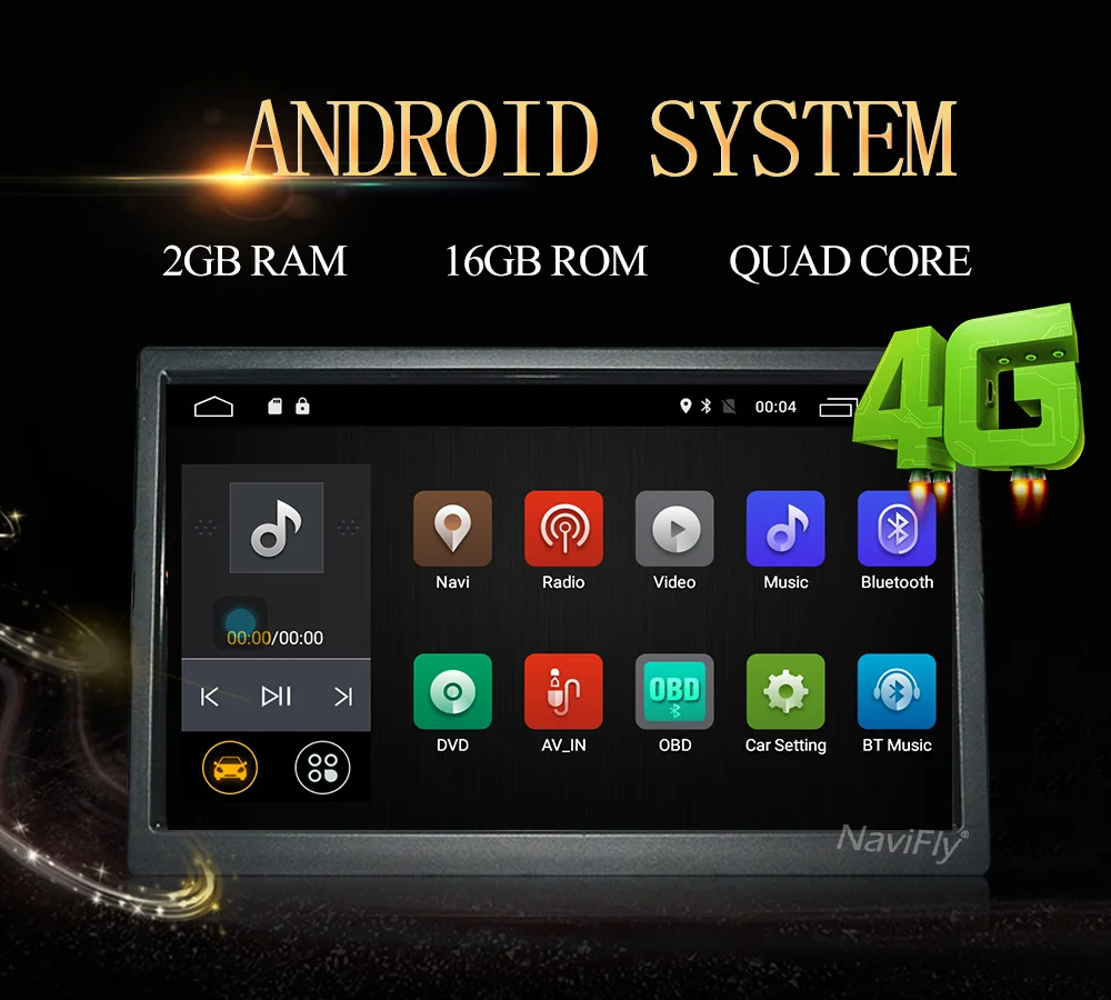 Discount NaviFly 2 din 7 inch Android car dvd player for SKODA Octavia 2009-2013 car multimedia player gps navigation 2G RAM 4G SIM Card 18