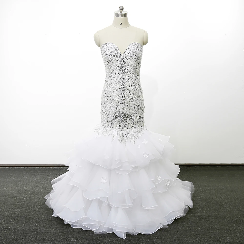 Buy Sparkly Crystal Mermaid Rhinestone Wedding Dress Beads Pearls Bling Bridal