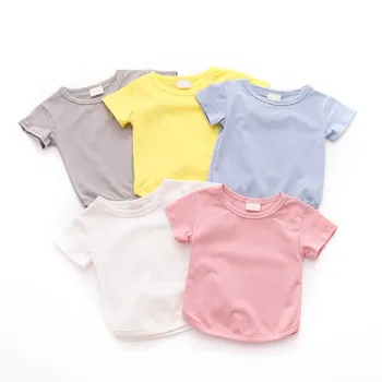

New Toddler Baby Boy Girl Summer Cotton Solid Print T-shirt Tops Blouse Short Sleeve Casual Tee Shirts
