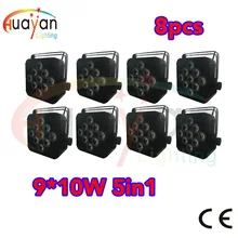 8 шт./упак. 9*10 Вт Светодиодный светильник плоский с питанием от батареи и беспроводной, DMX поднимающий вверх, свадебное освещение, DJ вечерние, светодиодный Par CAN, тонкий