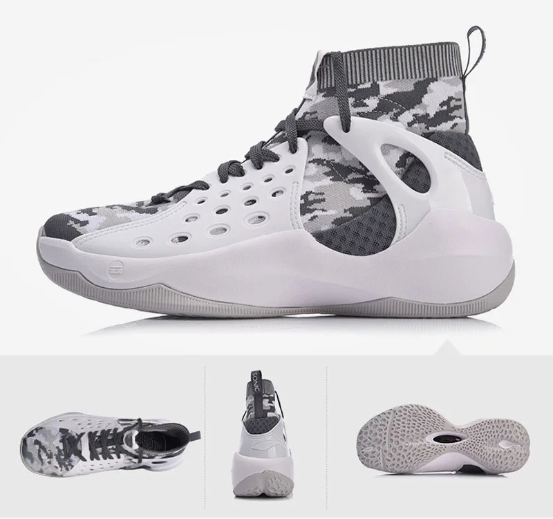 Li-Ning/мужские профессиональные баскетбольные кроссовки Sonic VI, одноцветные, с подкладкой из пряжи, ТПУ, носимая спортивная обувь, кроссовки ABAN021 XYL147