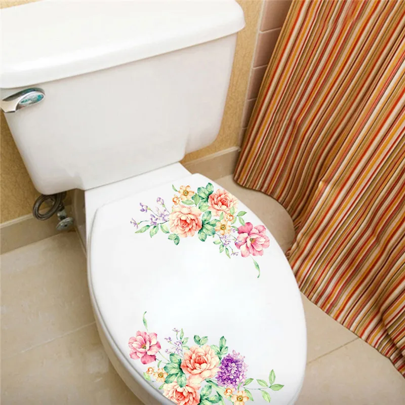 Colorful Flower Floral Vine Stickers bathroom Toilet Refrigerator
