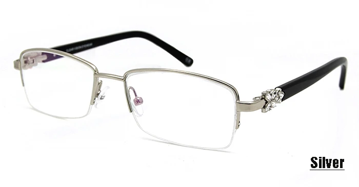 SORBERN полуоправа, стекло, бриллиант, стекло es, оправа, роскошная, оптическая, для женщин, oculos de grau feminino, женские очки, оправа - Цвет оправы: Silver Frame glasses