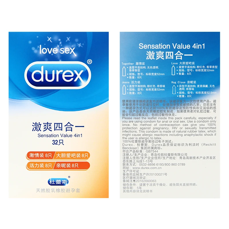 Презервативы Durex ощущение 4 в 1 свежий Смазывающий презерватив для мужчин