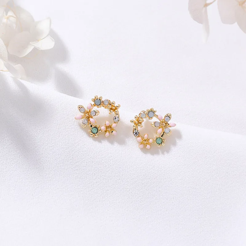 Женские серьги из горного хрусталя EARS HIGH New Tiny Cute Shiny многоцветные цветочные для