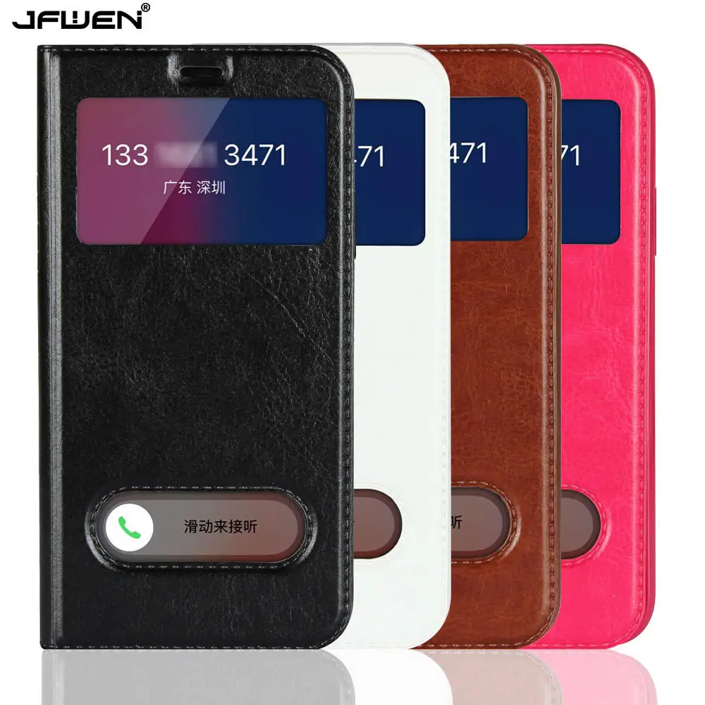 

JFWEN Luxury Window View Flip Case For iphone X 7 8 Plus Case Leather Phone Cases For iphone X 8 7 6S 6 Plus 5 5S SE Case Cover