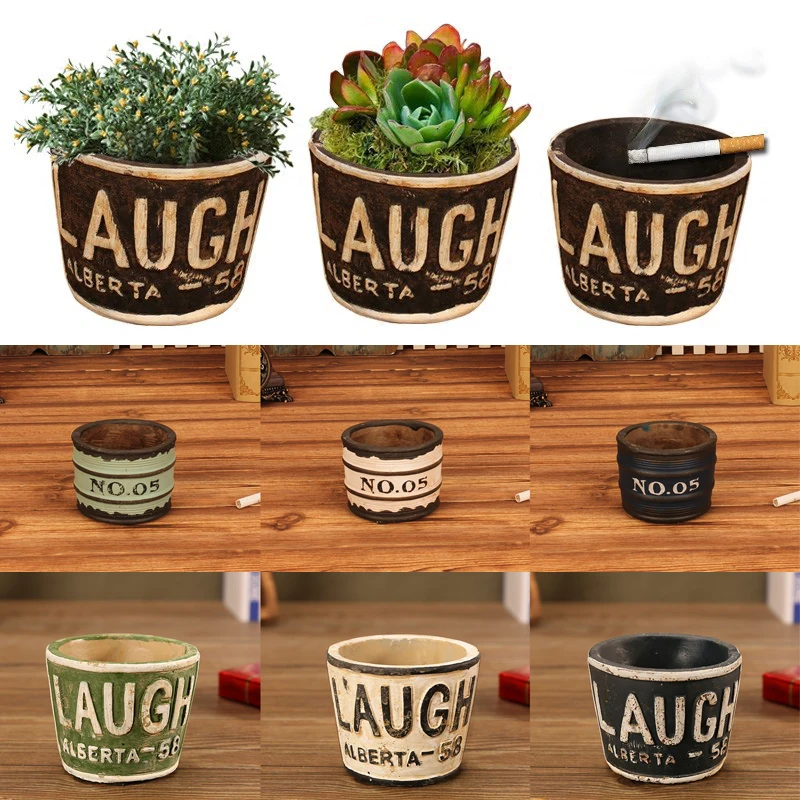 European Retro Cement Ashtray Multi Purpose Flower Pot Decoration