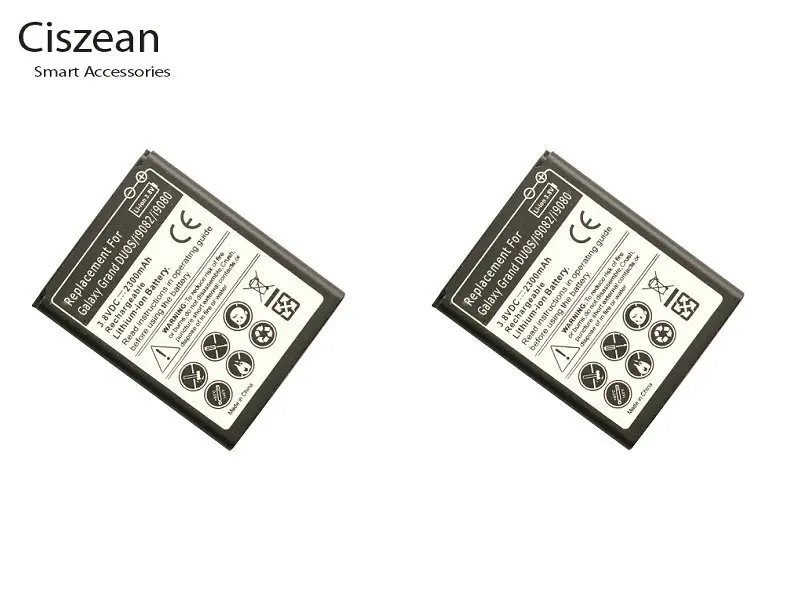 Сменный литий ионный аккумулятор 2 шт./лот 2300 мАч EB535163LU 3.8VDC для Samsung Galaxy Grand DUOS I9080