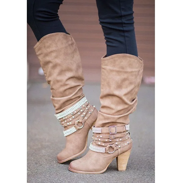 Женская обувь; chaussure femme; не сужающийся книзу массивный обувь на высоком каблуке женские туфли-лодочки зимние сапоги до колена в стиле «Гладиатор»; женская обувь; chaussure femme; a692