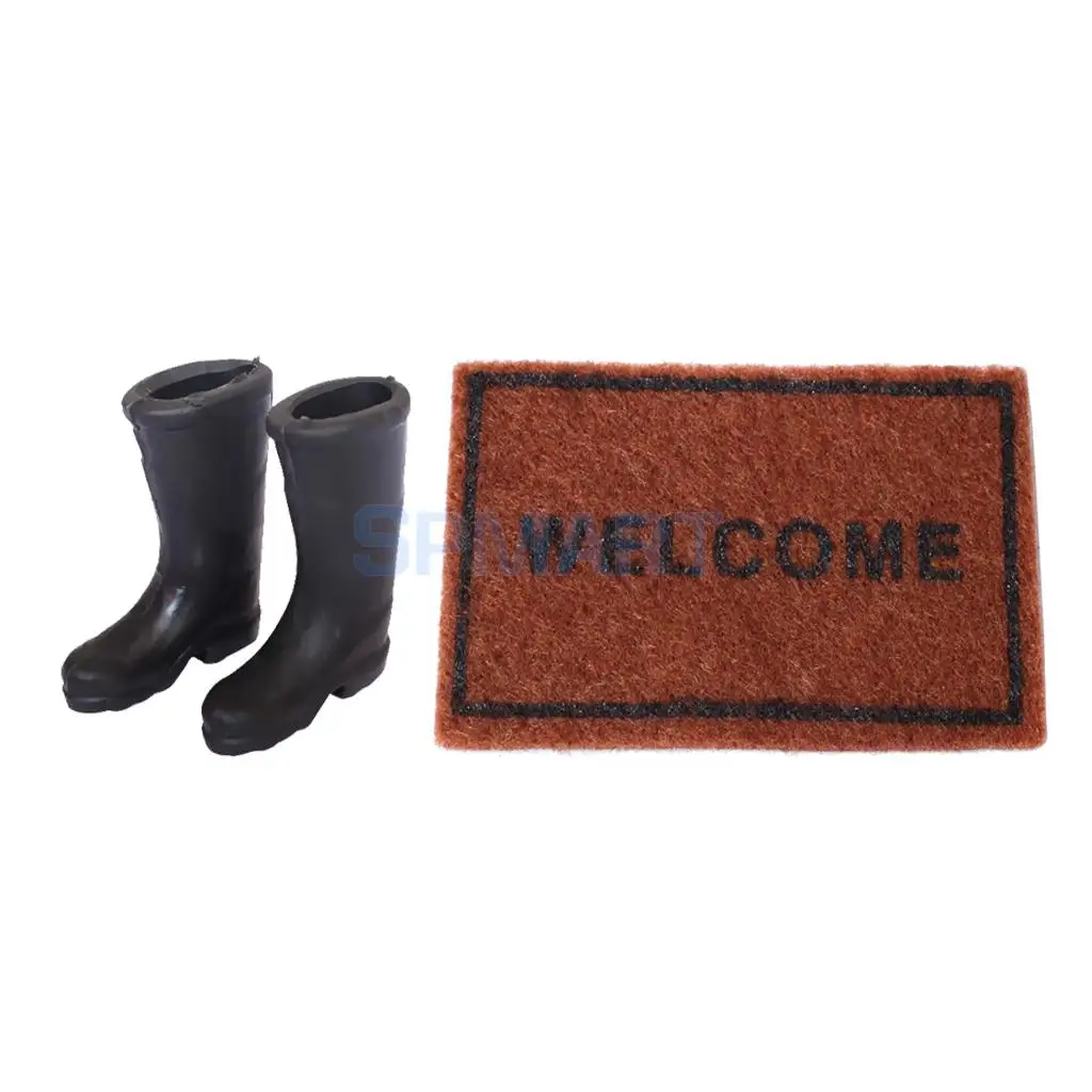1//12 Dollhouse Furniture Miniature Rubber Rain Boots Living Room Art Floor Decor