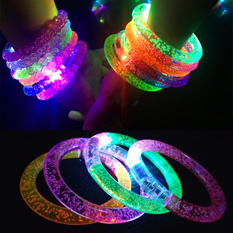 

Saleaman Light up Bracelet Acrylic Flash LED Light Emitting Electronic Bracelet Luminous Glowing Bracelet Toys For Children Xist