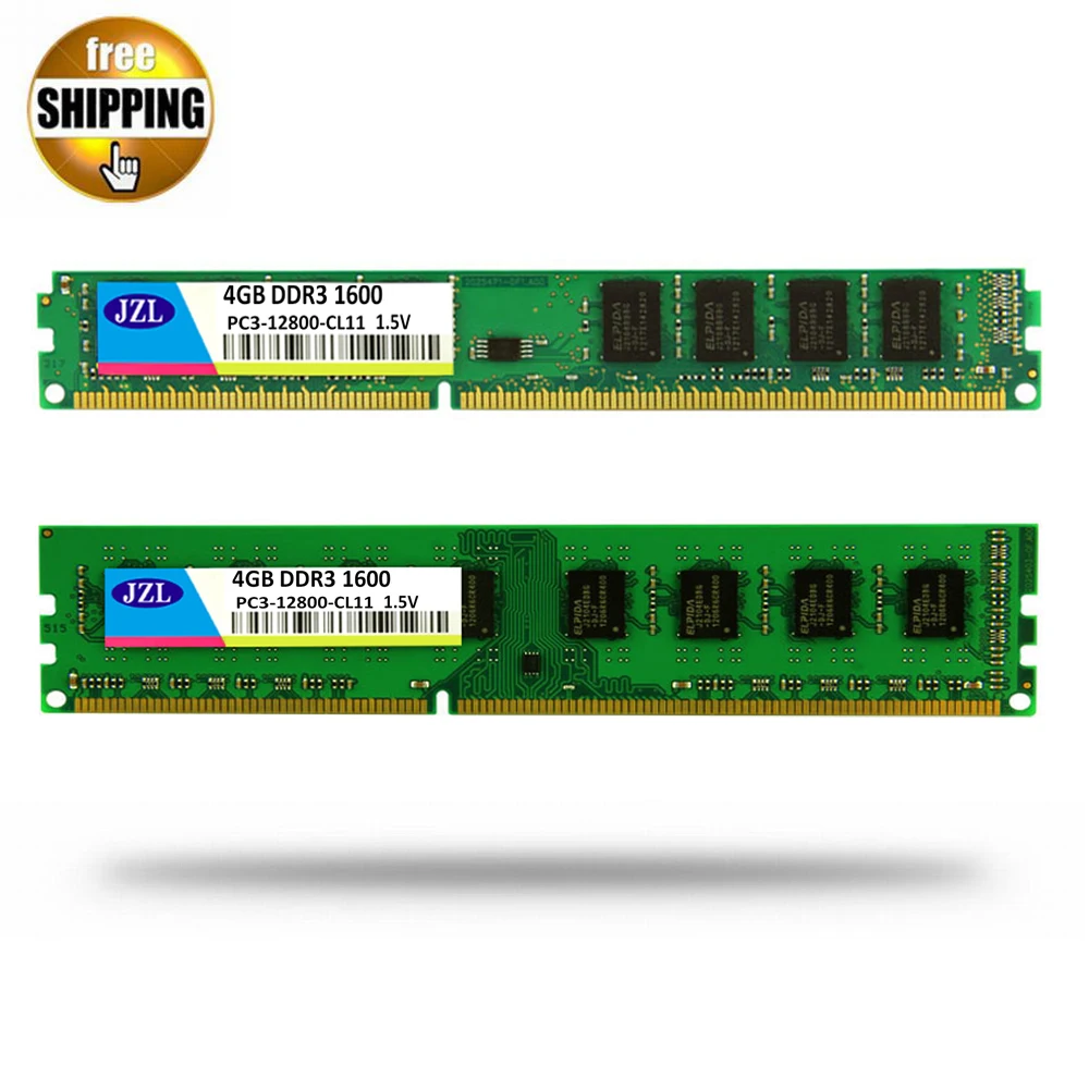 

JZL Memoria PC3-12800 DDR3 1600MHz / PC3 12800 DDR 3 1600 MHz 4GB LC11 1.5V 240PIN Non-ECC Computer PC Desktop DIMM Memory RAM