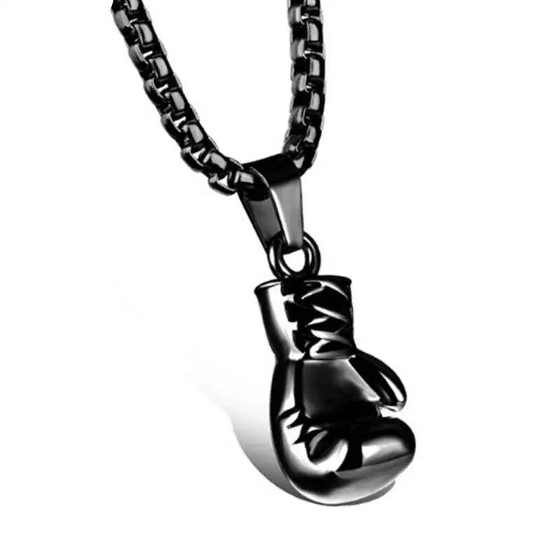 Подвеска в виде боксерских перчаток ожерелье из нержавеющей стали цепь Спорт Фитнес Шарм ожерелье для бойцов боксер спортсмена украшение «Бокс» - Окраска металла: NA058BN