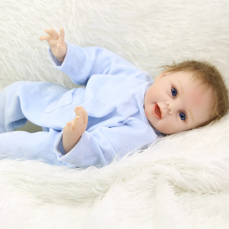 

Handsome Boy Reborn Dolls 22 Inch Newborn Silicone Babies With Blue Clothes Kids Playmate Gift For Children Birthday