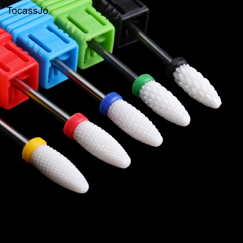 

TocassJo Pro Ceramic Nail Drill Bits Electric Manicure Drill Accessory 3/32" Shank Ceramic Milling Cutter For Manicure Machine