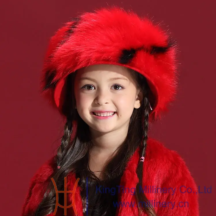 Children Winter Hats 2014 New 100 Wool Red Hair Accessories Caps Hot Russian Style Warm Faux