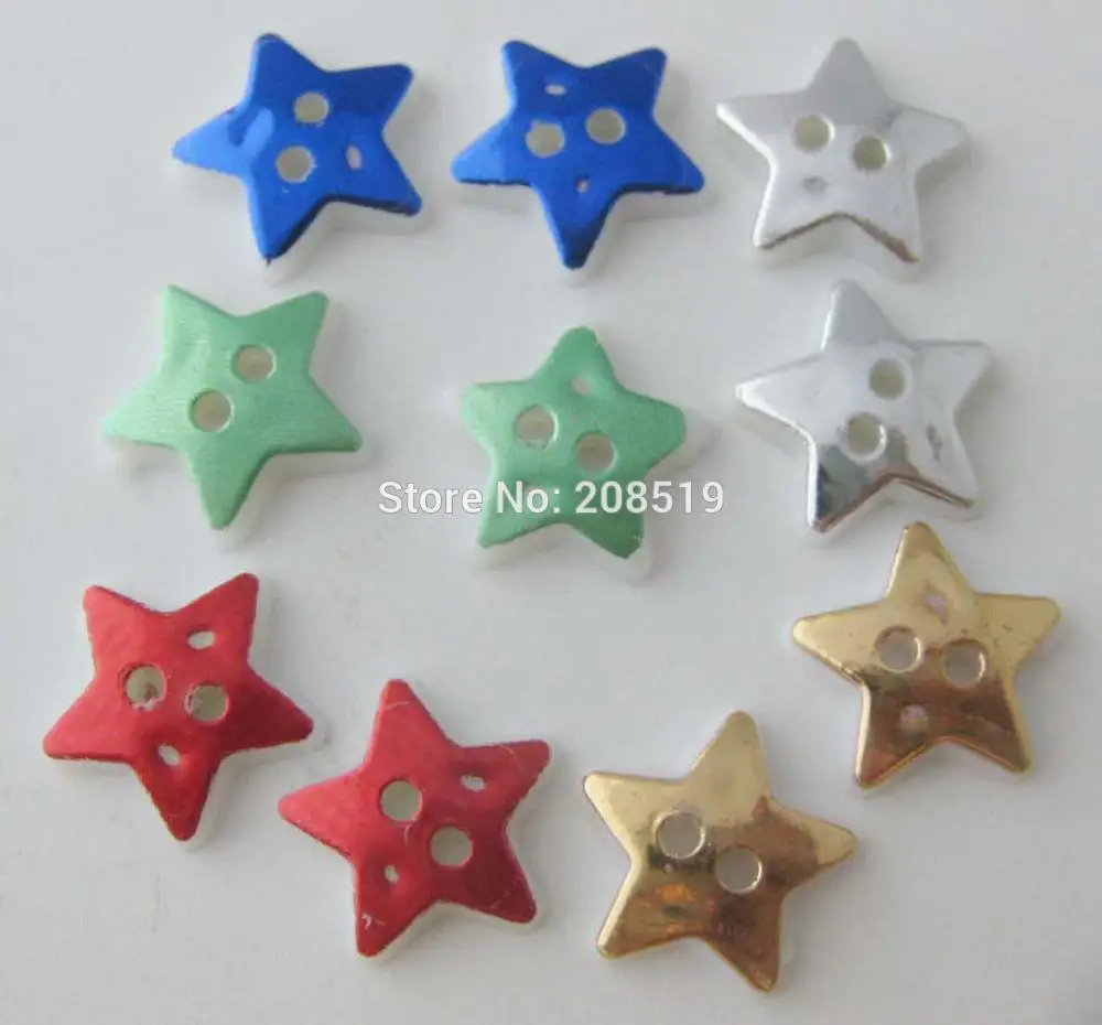 

NBNLNO 1/2" Star buttons for craft scrapbooking 120 pieces Gold/silver etc plastic buttons