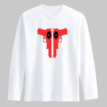 Deadpool Gun 3xl Cotton T Shirt Men Funny Dead Pool TShirt Men Long Sleeve Autumn New Fashion in Long Sleeve Cotton Tee Shirt
