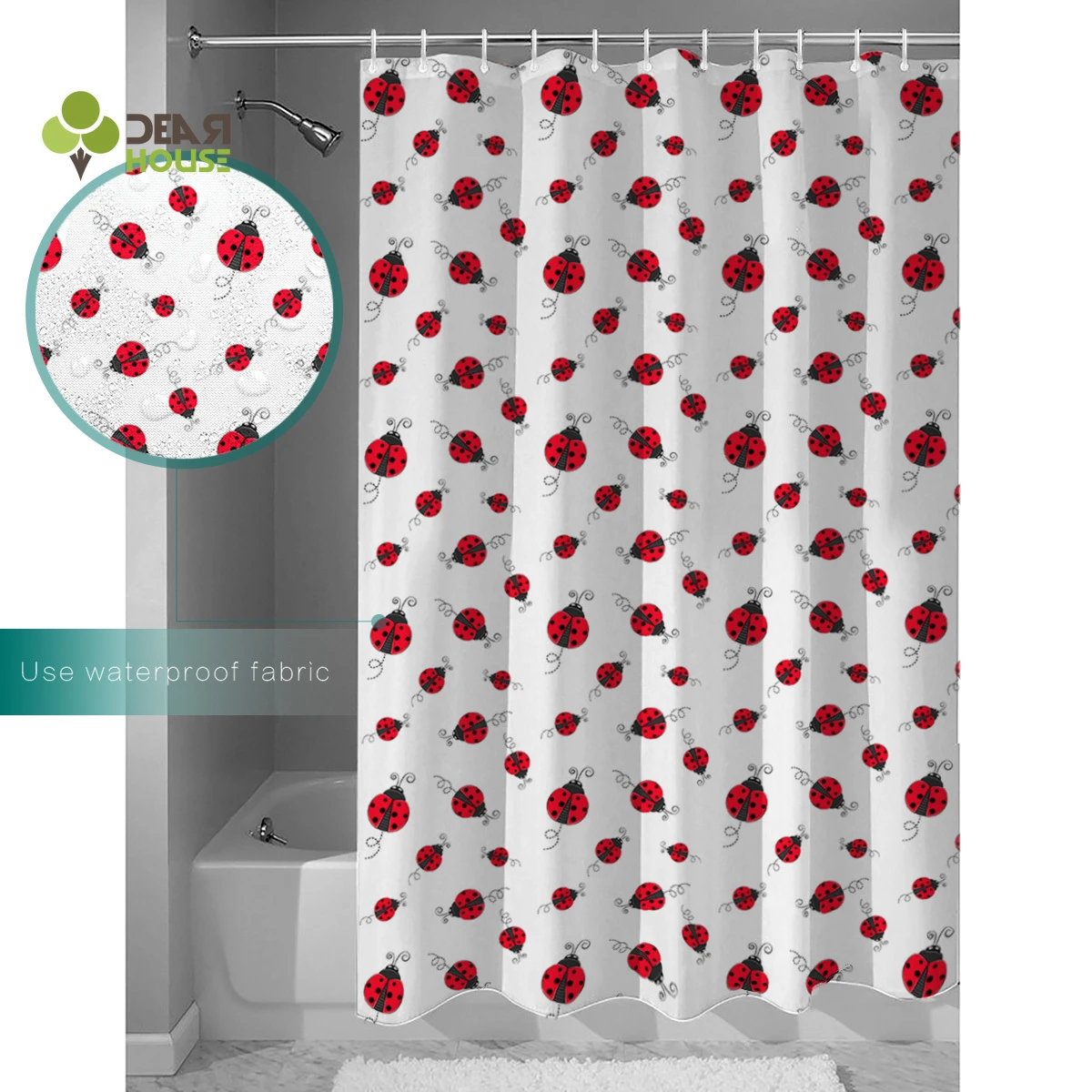 Dear House Red Ladybug Shower Curtain Bath Sets With Rugs Bathroom Mat With Shower Curtain Bathroom Decor Set Outside Modern Shower Curtains Aliexpress
