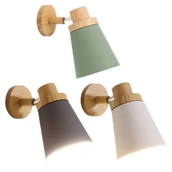 

Nordic Wall Lamp Wooden Base Bedside Light Modern Macaroon Sconce Fixture