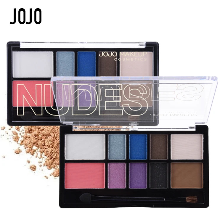 

JOJO 10 Colors Eyeshadow Palette+Blush+Highlighter Glamorous Eye Shadow Shimmer Waterproof Long Lasting Brighten With Brush