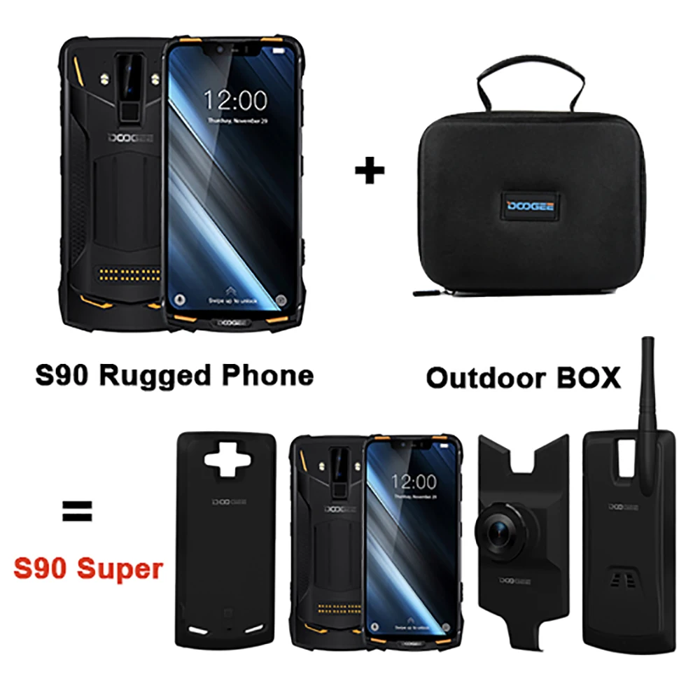 IP68/IP69K (Outdoor BOX) DOOGEE S90 Super Modular Rugged Mobile Phone 6.18inch Display 5050mAh Heli