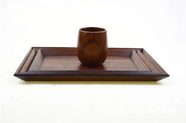 Бытовая простая коричневая прямоугольная практичная скошенная деревянная тарелка, деревянная Фруктовая тарелка, Европейский Креативный поднос из твердой древесины