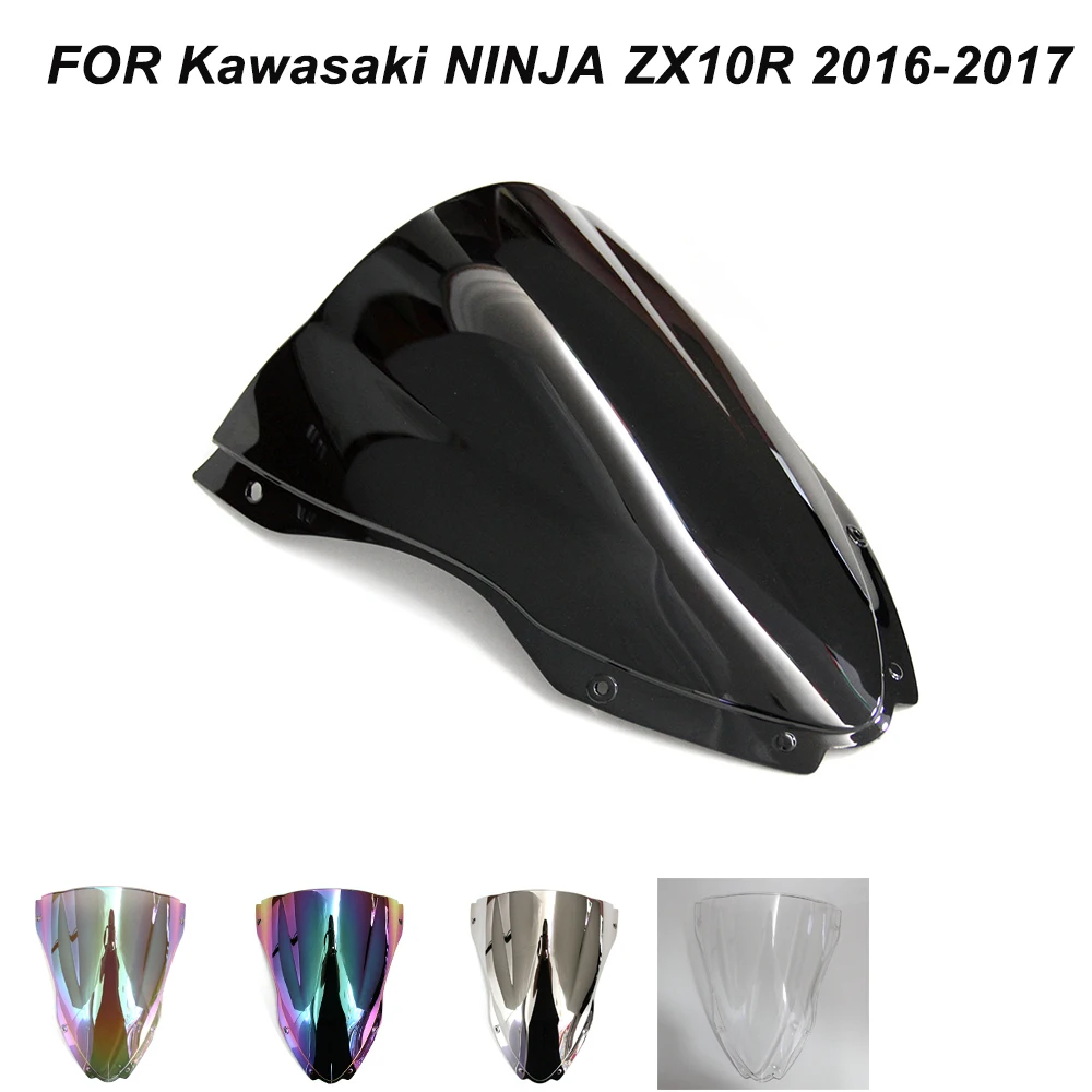 

ABS Windscreen For Kawasaki Ninja ZX10R ZX-10R 2016 2017 Double Bubble Motorcycle Windshield Iridium Wind Deflectors