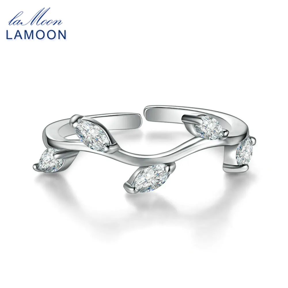 LAMOON Olive Branch Design 925-Sterling-Silver Adjustable Rings S925 Fine Jewelry for Women Girls Gift Anti Allergy LMRY039