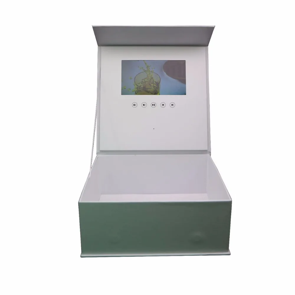 

Custom production hardcover box video Brochure 7inch Universal Video Greeting Card 2gb watching booklet box for Advertising