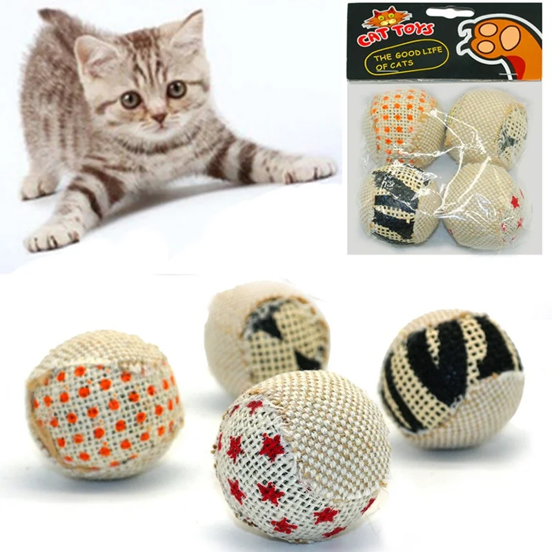 4pcs/pack Cat Chewing Balls Pet Kitten Toy Balls Cat Dog Puppy Chewing