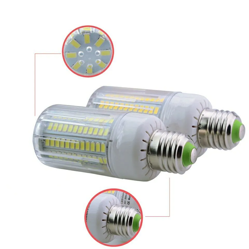 E27 220 В светодиодный лампы 5736 SMD светодиодный лампы E27 кукурузы лампы 40 56 72 96 136 165 светодиодный светильник 3 5 7 9 12 15 Вт для дома Освещение