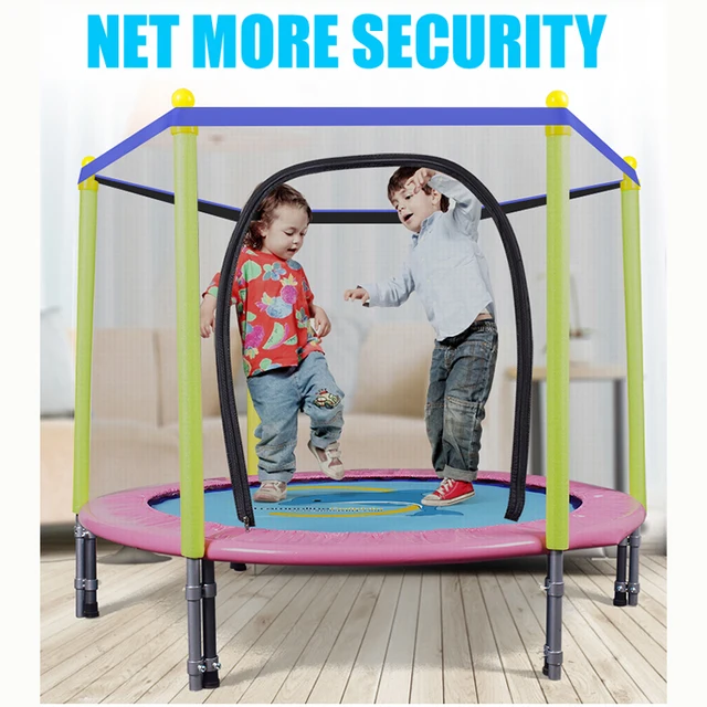 US $156.58 55 Inch Round Kids Mini Trampoline Enclosure Net Pad Rebounder Outdoor Exercise