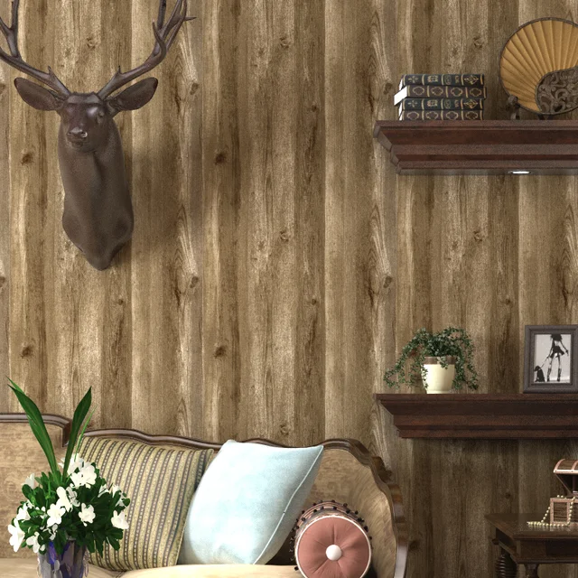 Wood Wallpaper Roll Brown Oak Wood Panel Effect Realistic Plank Wood