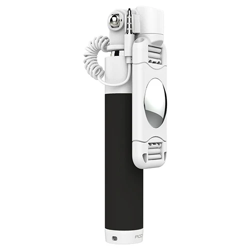 Универсальная мини селфи-палка ROCK для IOS Android, роскошная Проводная палка для телефона, держатель камеры, монопод, селфи-Палка для iPhone 6 5 - Цвет: black