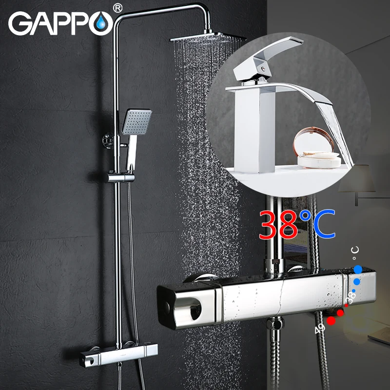 

GAPPO shower faucet wall mounted shower mixer thermostatic shower taps mixer bath waterfall faucet bathroom tap set griferia