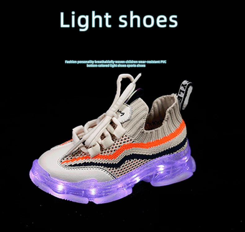 Bakkotie/Детская осенняя спортивная обувь для маленьких мальчиков; Модный светодиодный светильник; кроссовки для маленьких девочек; розовая мягкая дышащая повседневная обувь;